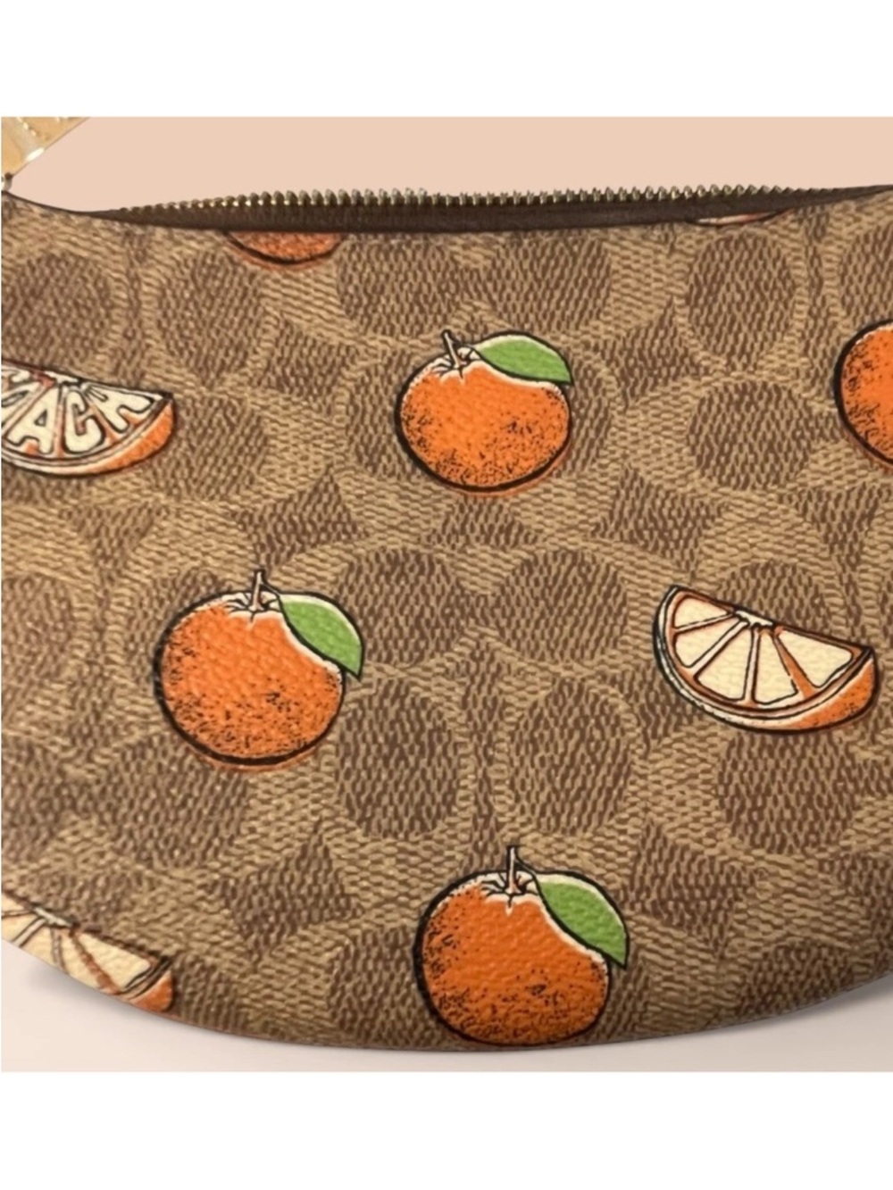 Coach Crescent Shoulder Bag in Brown with Orange Print - Picture 5 of 10